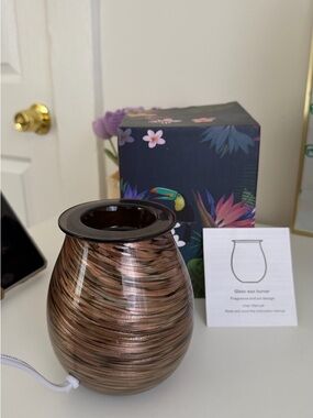 Glass Wax Warmer in Metallic Brown – Home Accents